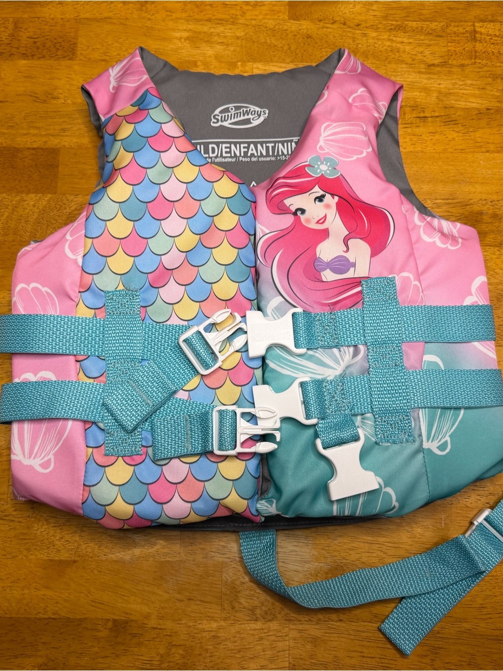 Kids Pink & Teal Ariel Life Jacket - Mermaid Float Vest